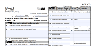 K-1 form 2022